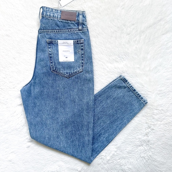 HIDDEN Zoey Tapered Mom High Rise Ankle Crop Acid Wash 100% Cotton Jeans - Picture 3 of 12